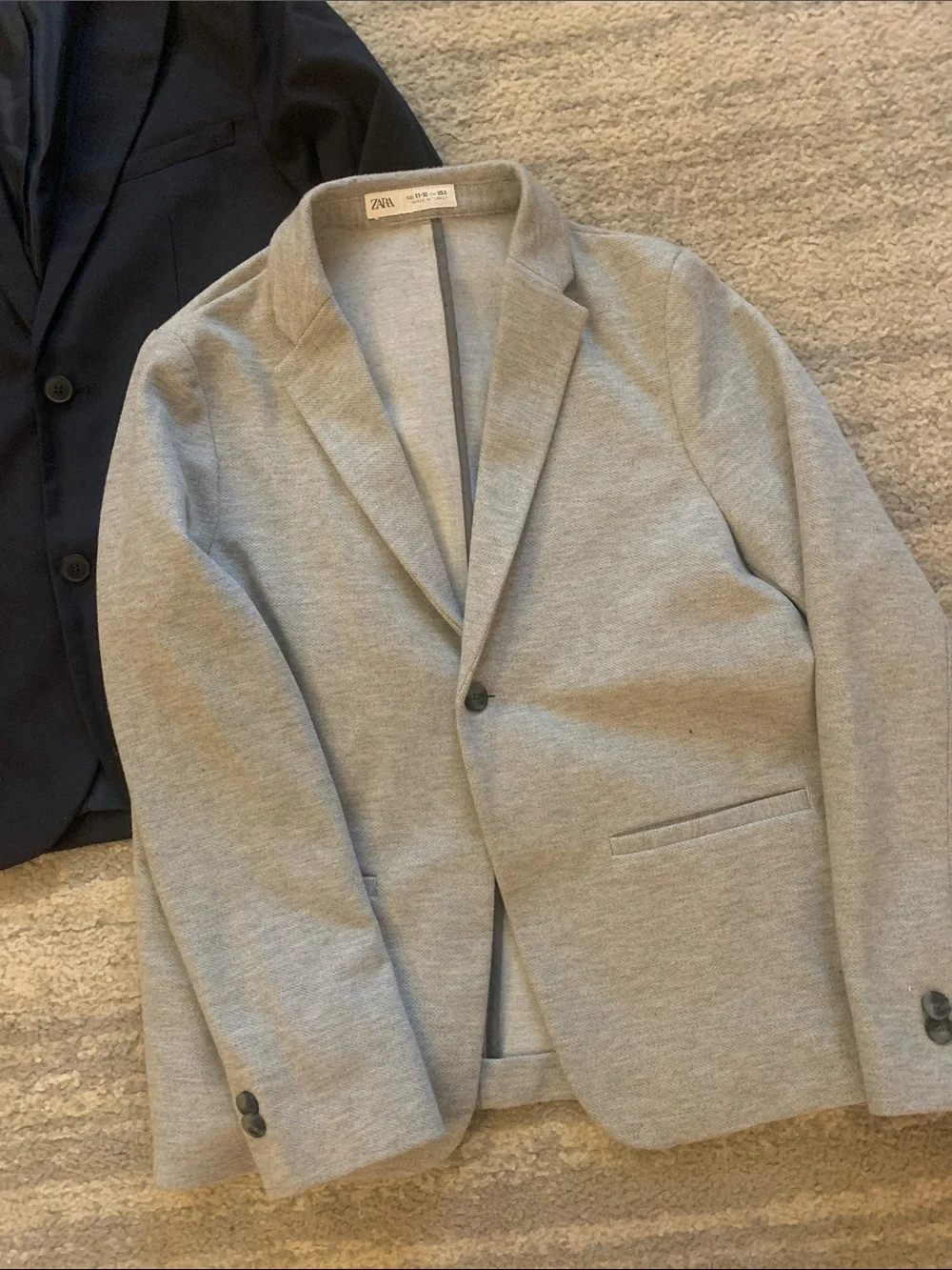 2 Zara kids Heather Gray /Blue Button Blazer